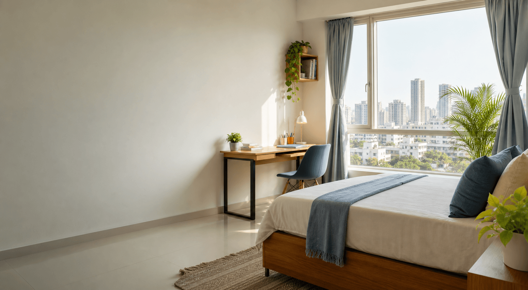 Bright verified rental room with city view